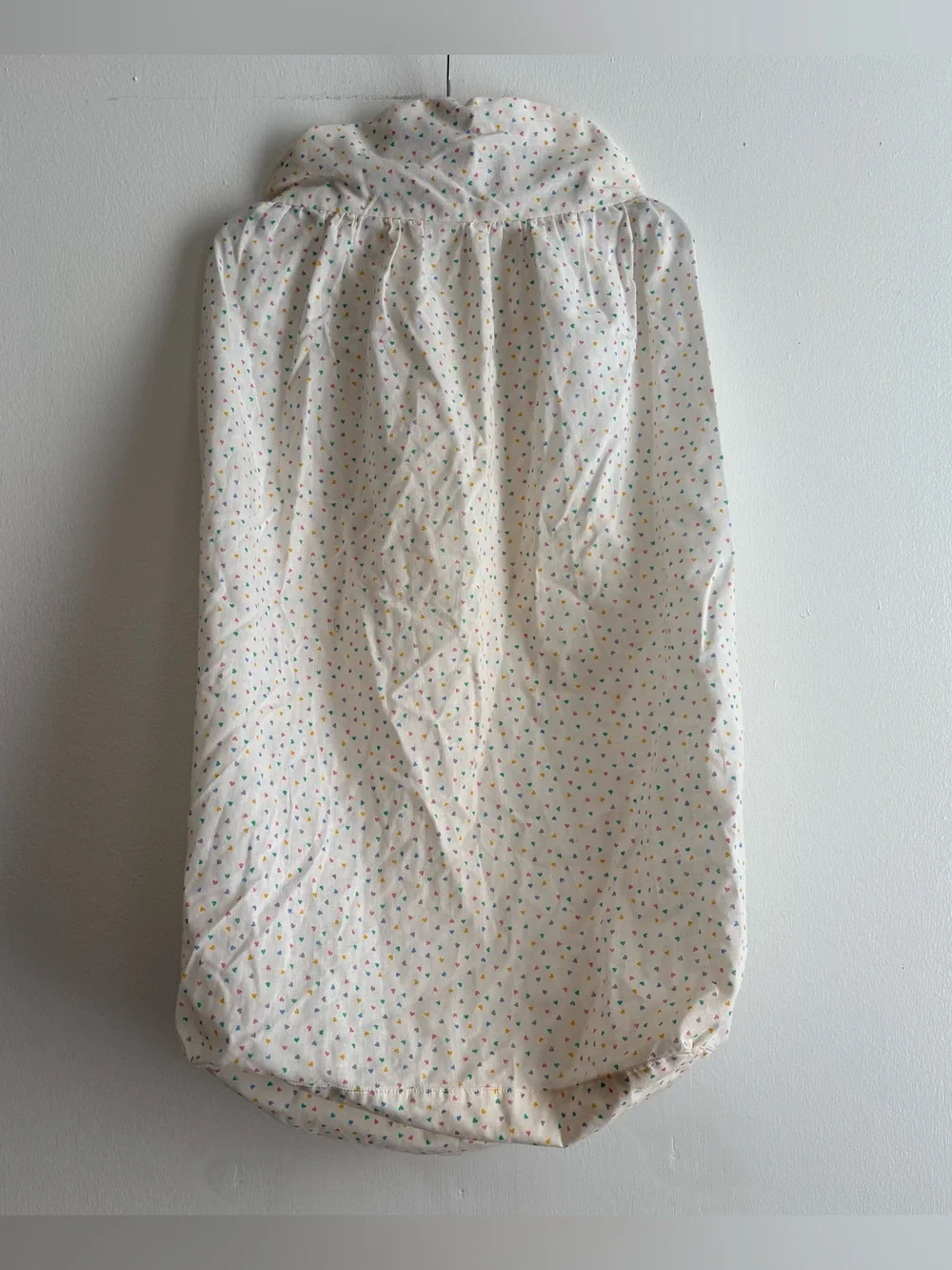VTG Handmade Baby Diaper Storage White Multicolor Hearts Needlepoint Teddy Bears